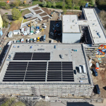 05.2026 Bildungscampus Gera-Lusan, Fertigstellung Rohbau Neubau Sporthalle und Sanierung Schulgebäude